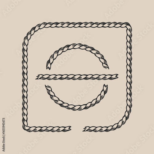 Cut rope outline line border pattern brush