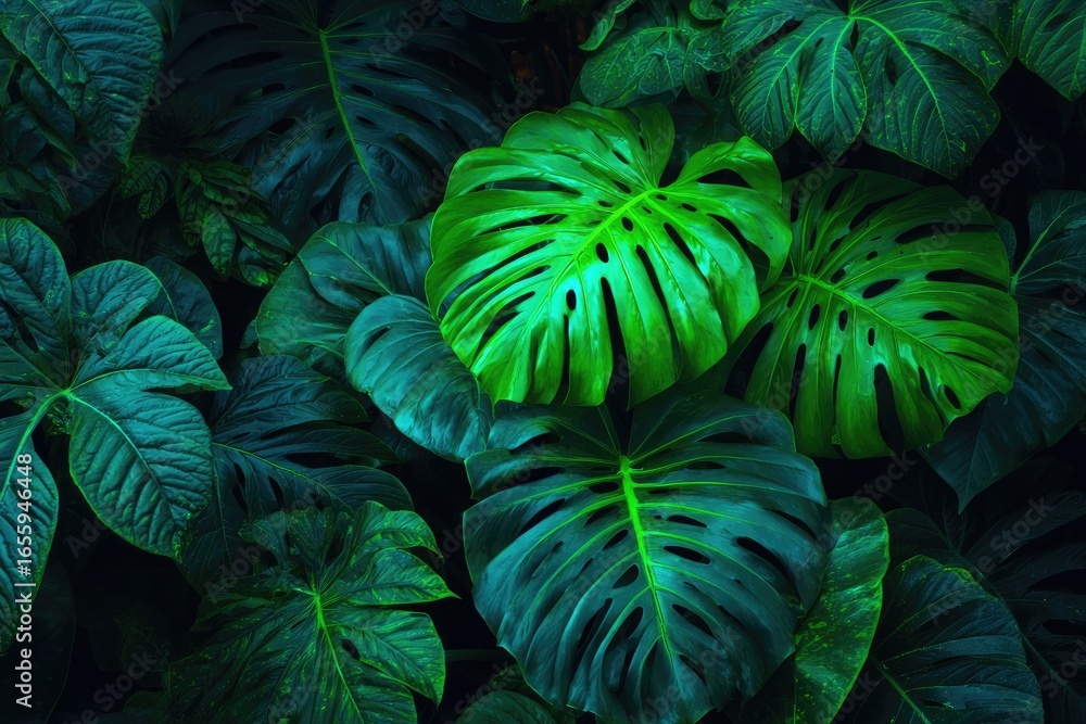 Fototapeta premium Lush Green Tropical Leaves