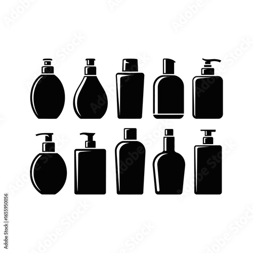 Product and Cosmetic Bottle Vector Set, set of cosmetic bottles