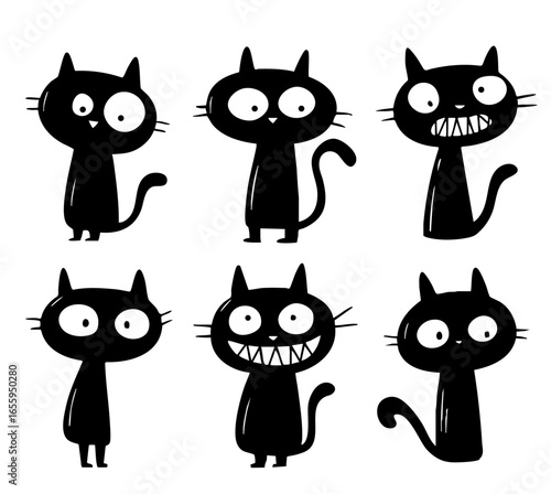 Playful cartoon cats showcasing various expressions
