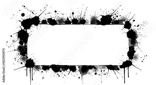 Wallpaper Mural Black watercolor splash border with transparent background for artistic framing and creative design accents Torontodigital.ca