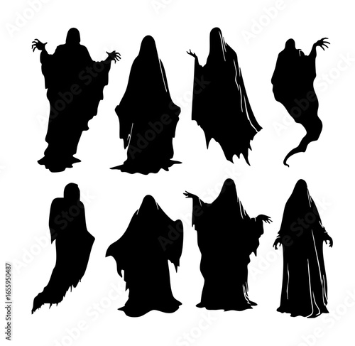 Collection of Silhouetted Ghost Figures
