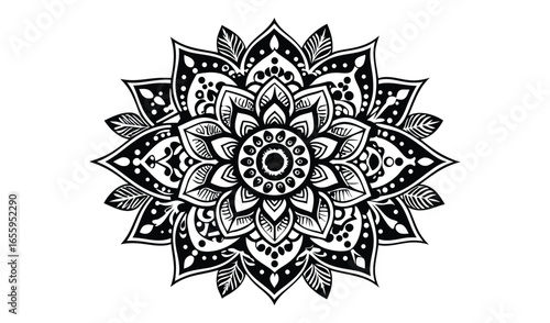 Vintage mandala pattern, a round floral ornament design, with an intricate and abstract vector illustration, like a decorative snowflake