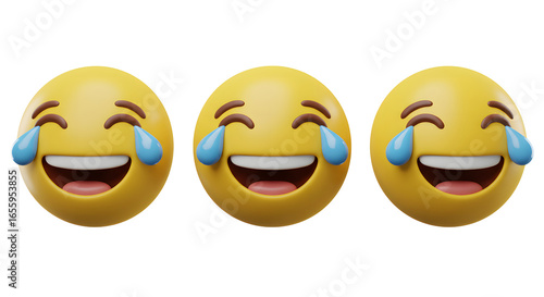 Wallpaper Mural Three yellow emoji faces with tears of joy, representing laughter and amusement Torontodigital.ca