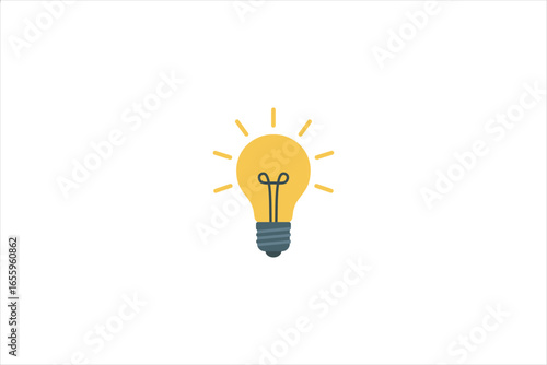 A flat vector illustration of a glowing yellow lightbulb symbolizing creativity and innovation, designed with clean solid colors and minimal details on a white background.