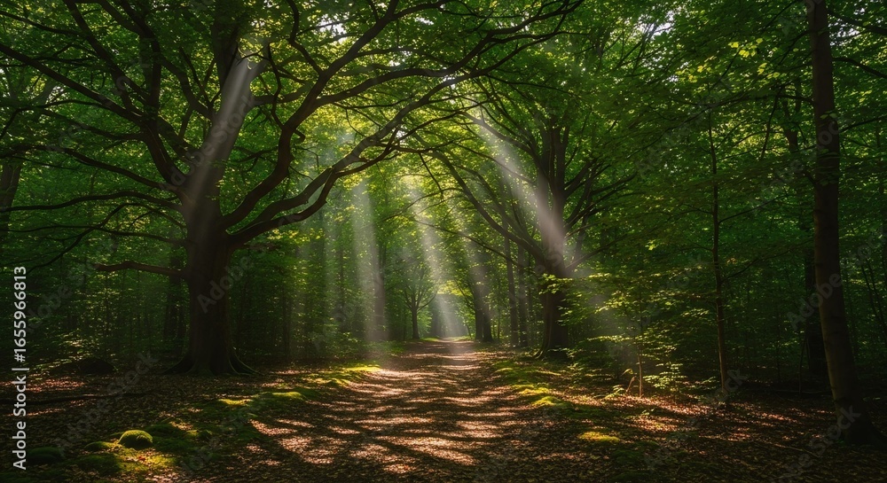 Naklejka premium Natural archway shaped by branches in the forest