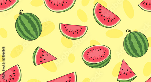 A Vibrant Watermelon Pattern with Summer Vibes