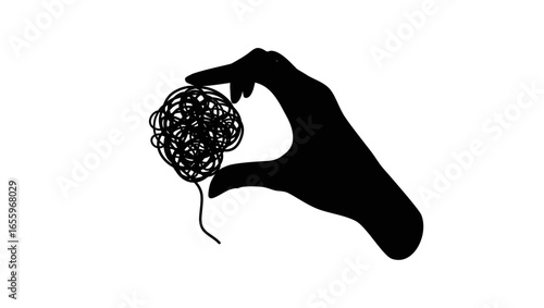 Stress management, black isolated silhouette