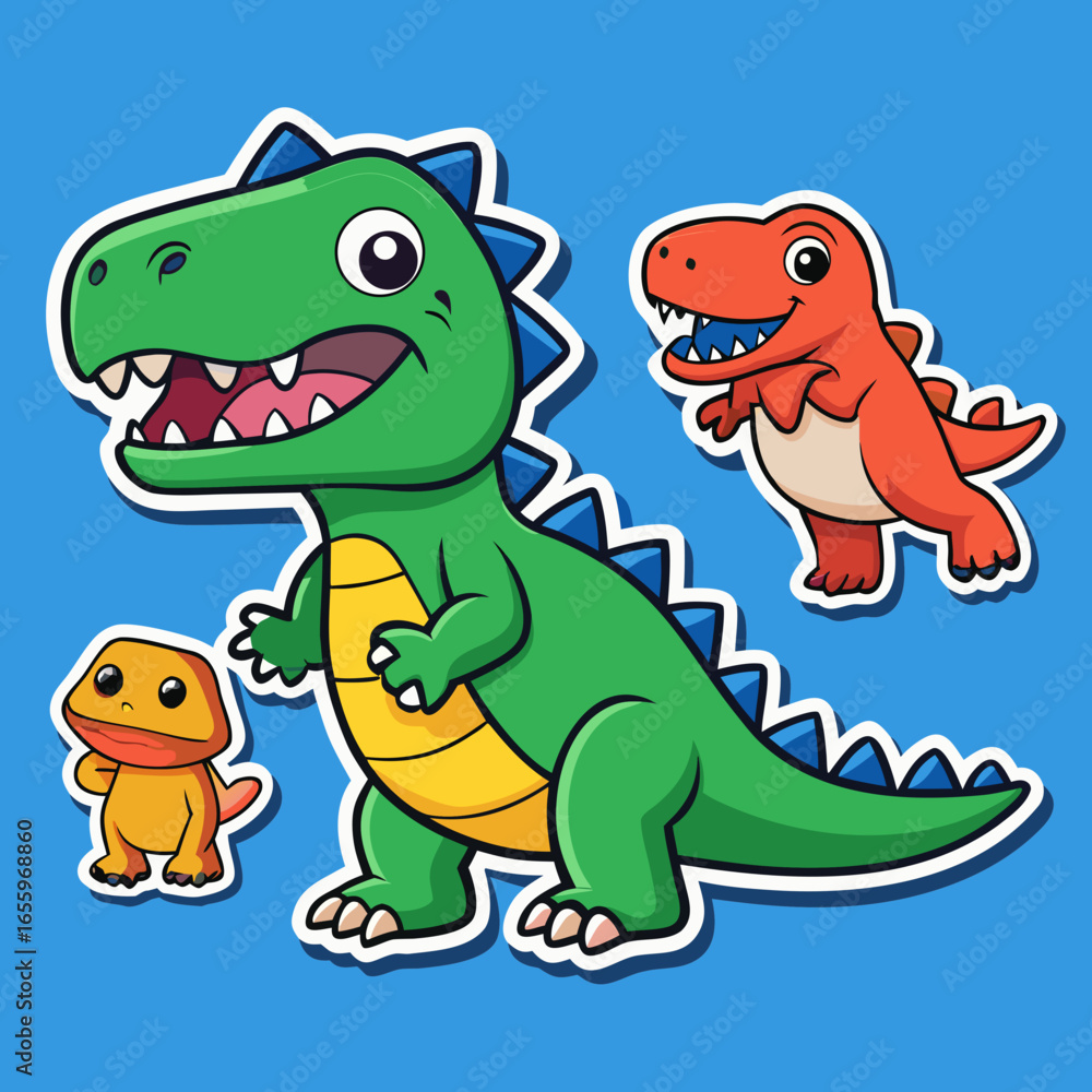 Obraz premium Cute dinosaur stickers for kids printable editable svg file Cute Dinosaur Sticker Pack | Cartoon Dino Stickers | Kids Printable Dinosaur Clipart