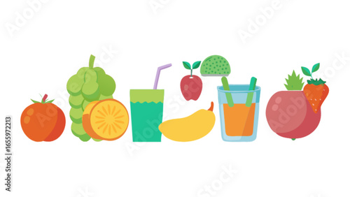 Healthy fruit juice smoothie vector illustration for nutrition and wellness advertisement graphic design 100