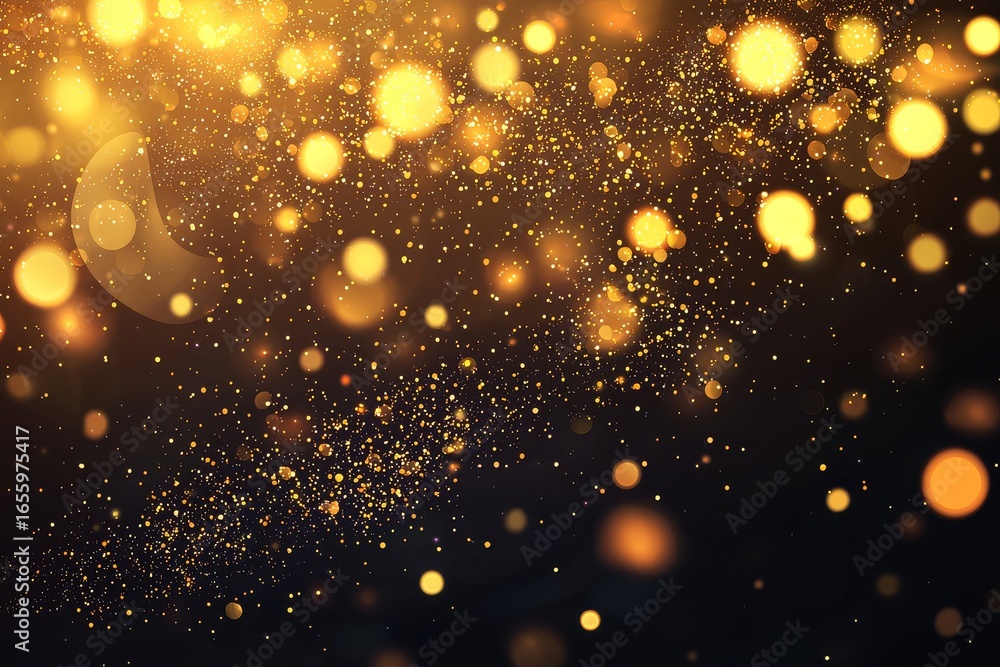 Golden glitter background with bokeh lights and soft gradient creating elegant luxury backdrop for festive celebration, digital vector illustration for design and packaging Golden glitter background with bokeh lights and soft gradient creating elegant luxury backdrop for festive celebration, digital vector illustration for design and packaging