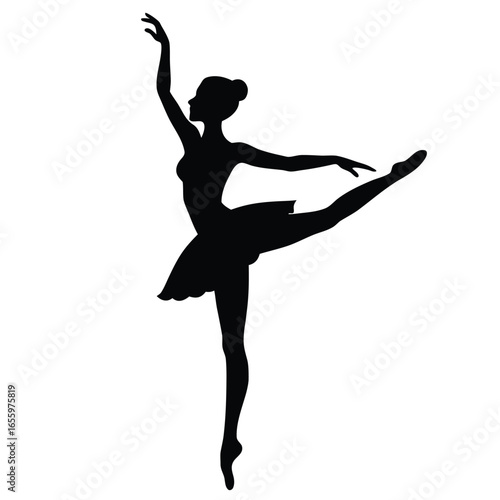 Silhouette of ballerina performing arabesque dance