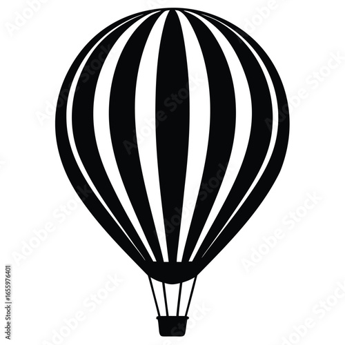 Striped hot air balloon silhouette transportation travel