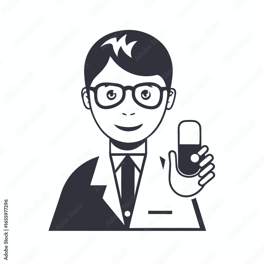 Happy Doctor Showing Pills Bottle on White Background Happy Doctor Showing Pills Bottle on White Background