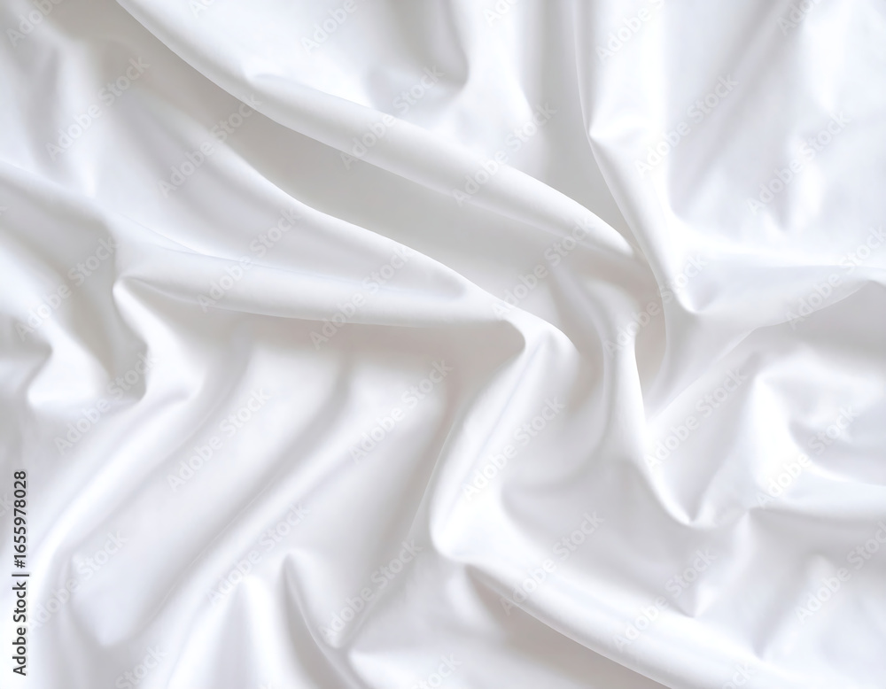 Obraz premium Soft Draped White Fabric Texture: Elegant, Smooth, Clean, and Luxurious Background for Design Projects.