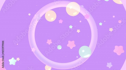 Cartoon flying through colorful stars and bubbles tunnel animation. (loop)