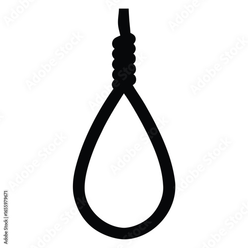 Black noose symbol on white background knot rope