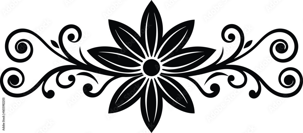 Fototapeta premium Elegant Floral Swirl Design Element for Invitations and Decorative Use