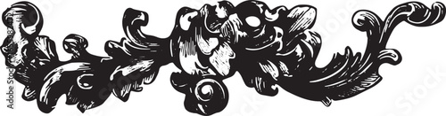 Baroque ornament in vintage decorative floral style with black engraving. Classic element vector illustration.