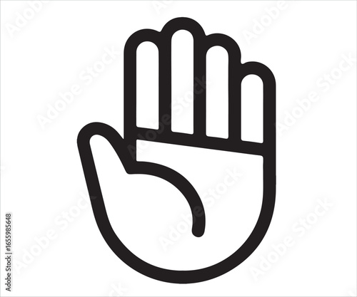 Hand Icon, Open Palm Gesture, Stop Symbol, Hand Sign, Symbol of Protection, Warning, Caution Gesture, Safety Gesture, Concept of No Entry, Caution Sign, Safety and Security