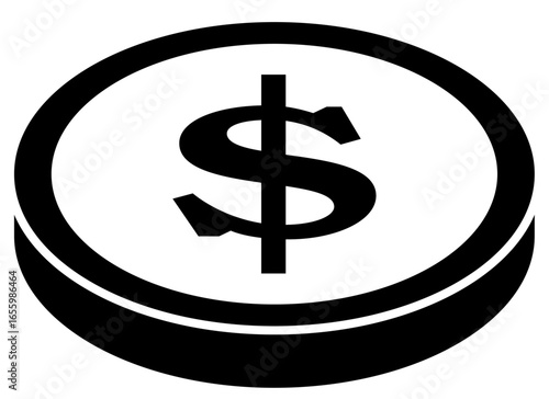 Black Silhouette Dollar Coin from Front Bottom Side