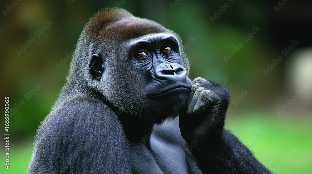 Obraz premium Gorilla thoughtful portrait