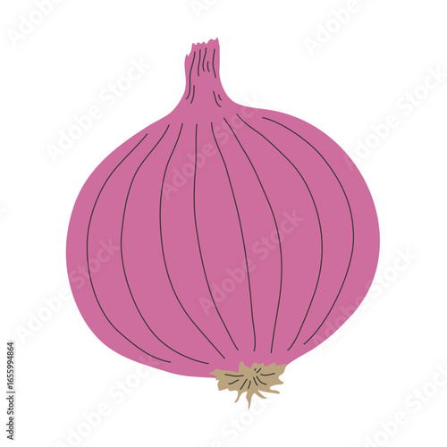 Simple red Onion vector illustration.