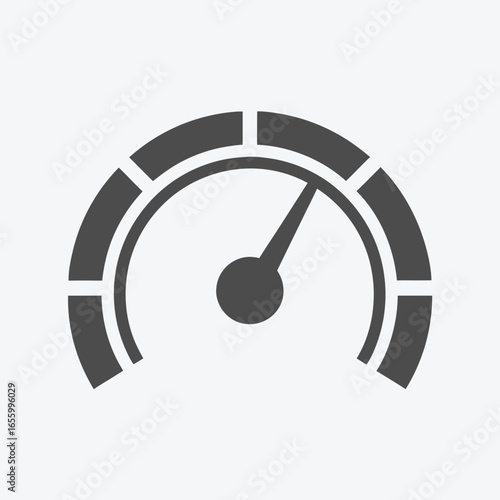Gray Gauge with Needle Speedometer Indicator on White Background