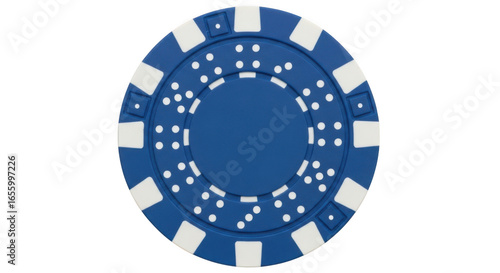 A blue and white poker chip isolated on transparent background