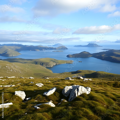 View to NNE.along Risoysundet-strait between Hinnoya and Andoya-islands. Vesteralen-Nordland fylke-Norway.0038