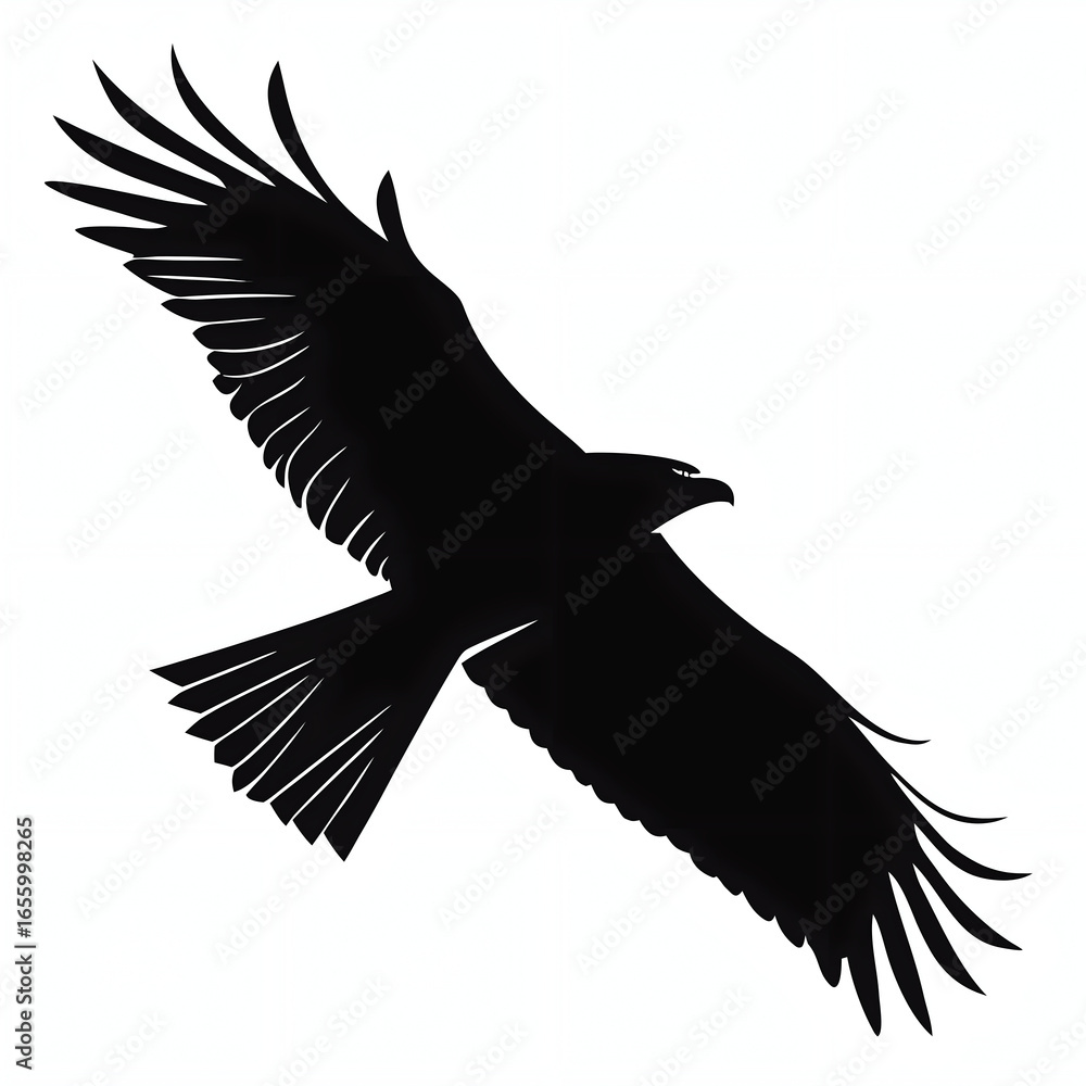 Naklejka premium Silhouette of a flying bird isolated on white background