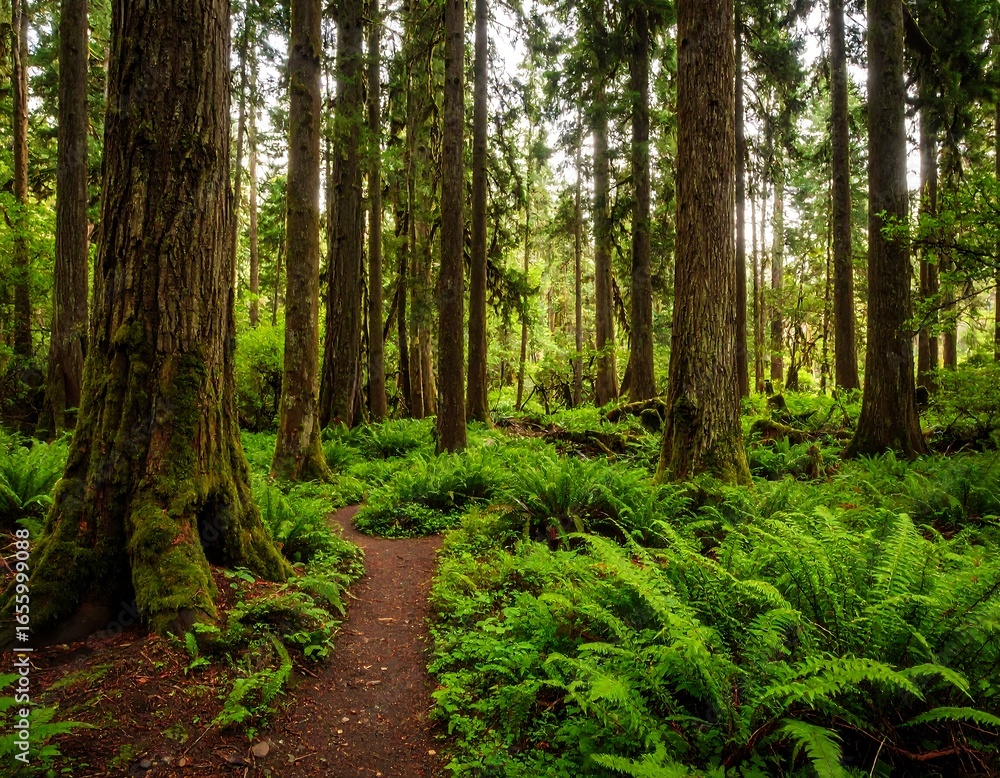 Obraz premium Lush forest path (1)