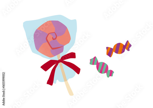 水彩テクスチャのキャンディ