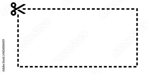 Frame material that can be used for coupons and tickets. Frame material with scissors and cut lines.