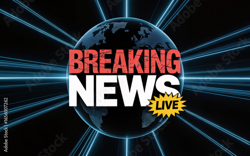 Breaking News Graphic with Live Broadcasting Elements on a Digital Globe