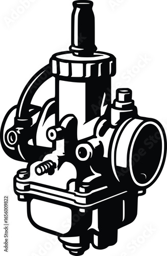 motorcycle carburetor vector hand drawn illustration