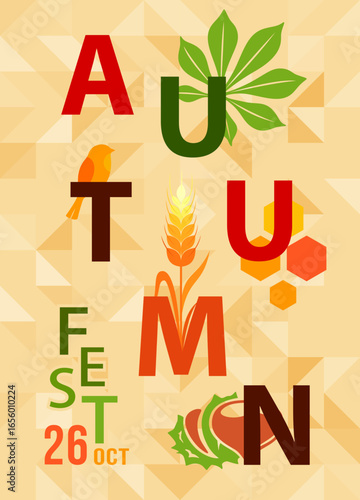 Autumn colorful poster. Harvest festival invitation.