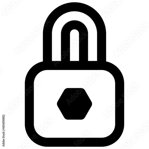 Privacy by design. Outlined stroke vector icon with black-filled details.