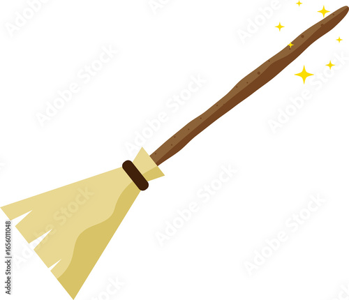 broom with magic halloween decoration element background