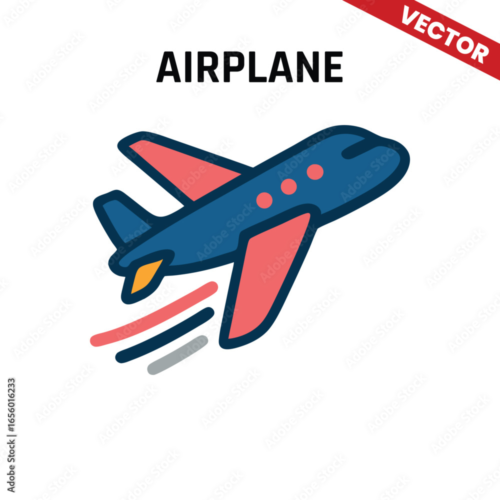 Fototapeta premium Stylish airplane vector with colorful wing accents, representing modern air travel for tech-savvy and trendy designs