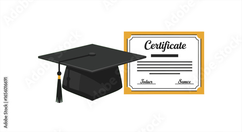 Graduation scholarship illustration Celebrating academic success with certificate design ideal for educational materials scholarship programs and higher education promotions.