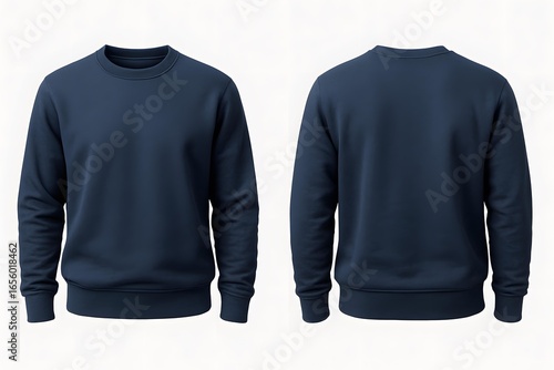 Navy Blue Crewneck Sweatshirt Mockup Front and Back | Realistic Minimal Pullover Template for Fashion, Merchandise, and Branding