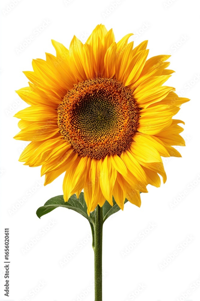 Naklejka premium Single sunflower against white background (5)