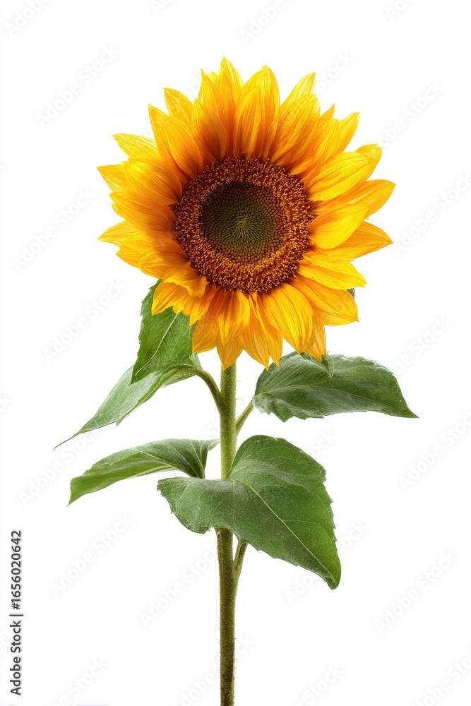 Obraz premium Single sunflower against white background (7)