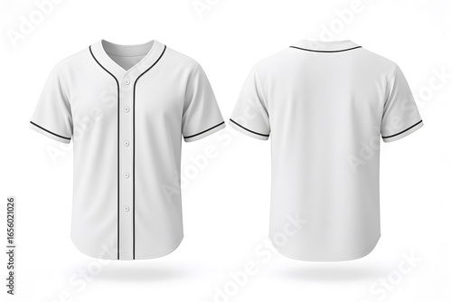 White Baseball Jersey Mockup Front and Back | Realistic Minimal Sportswear Template for Branding and Team Merchandise