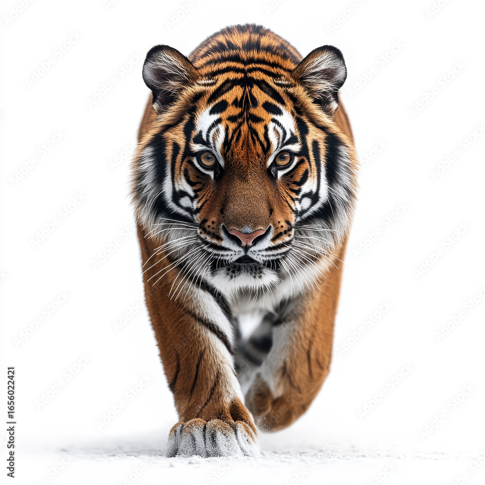 Obraz premium Tiger walking through snow.