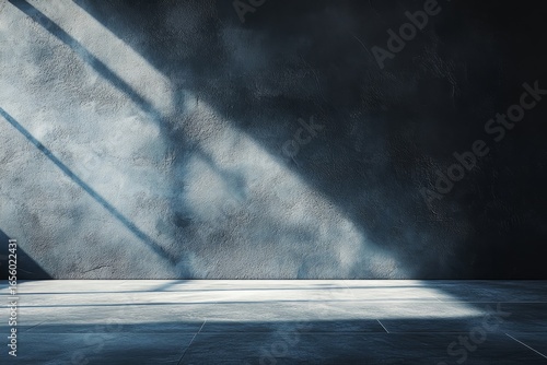 Empty light-dark wall with beautiful chiaroscuro effects, creating a minimalist background ideal for product presentations and mockups, Generative AI