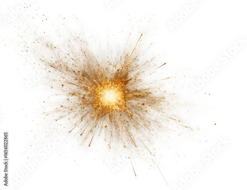 Explosion of golden sparks against white background (1)