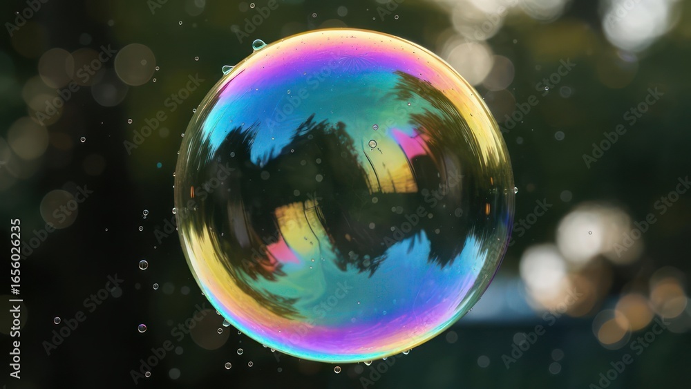 Fototapeta premium Vibrant bubble reflecting nature