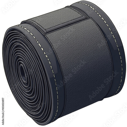 Close-up of a Rolled Black Hand Wrap with Velcro Strap